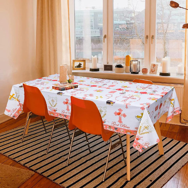 The Holiday Aisle® 3Pcs Pink Baptism Tablecloths, First Communion Party